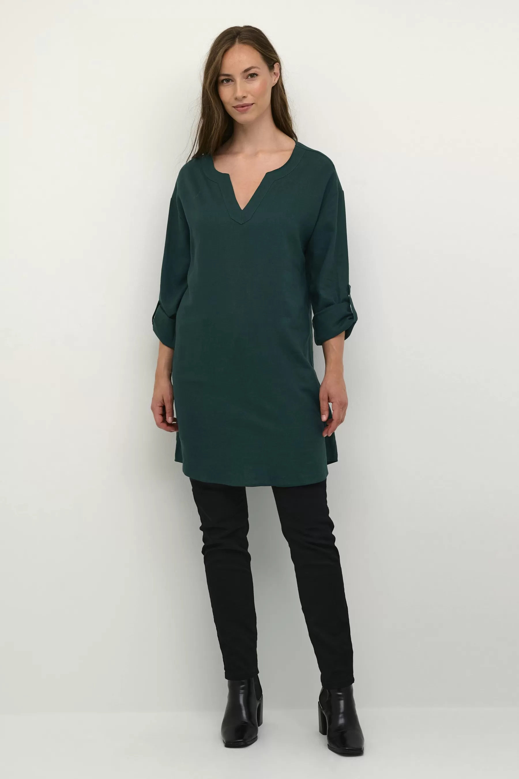 Clearance CRVenta Linen Tunic Dresses