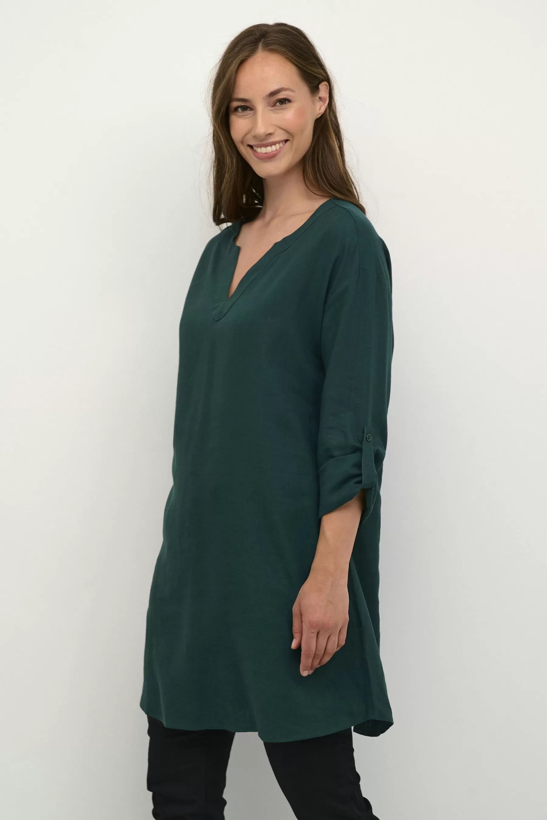 Clearance CRVenta Linen Tunic Dresses